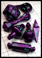 Dice : Dice - Dice Sets - Polyhero Wizard Purple with Teal Numerals - Dark Ages